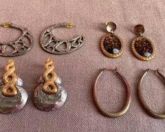 Four Pair Costume Earrings Pierced