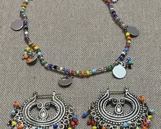 Multicolored Bracelet and Matching Earrings