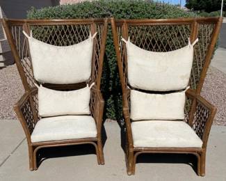 001 2 Vintage Rattan Chairs  Unique Style