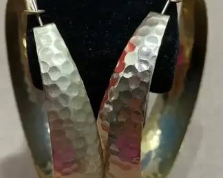 Hammer Large Hoop Earrings Pierced