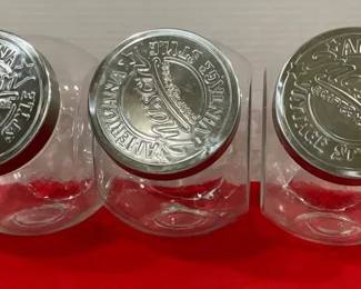 Three Glass Canisters set by Americana Mason