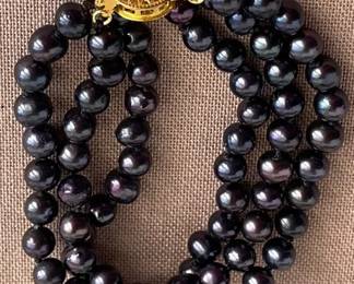 Tahitian Like 3 Strand Pearl Bracelet