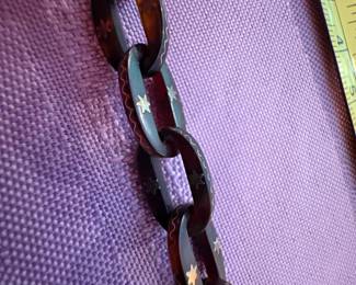 antique tortoise shell necklace with gold inlay