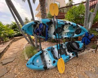 kayaks - with paddles, seats, lifejackets