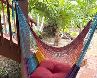 2 rainbow hammock chairs