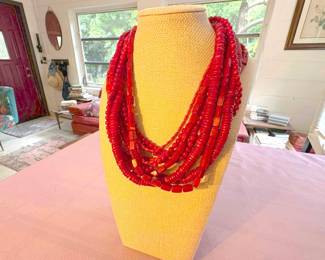 red dyed necklace, hawaii