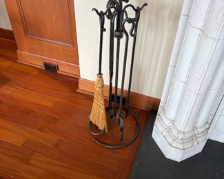 Iron fireplace tools.  