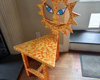 $80. Hand painted whimsical chair. 23 inches wide by 22 inches deep by 46 inches high.