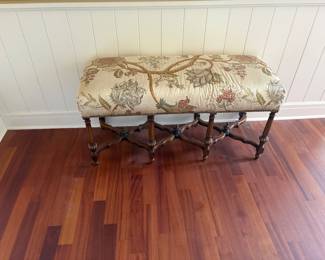 $640 Custom upholstered antique bench 44 inches wide 18 inches deep 22 inches high