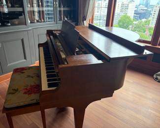 Side view of the piano