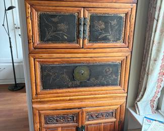$1800. Japanese to 31 inches wide by 20 inches deep by 68 1/2 inches high.  Four separate pieces each can be stacked in a different order or used separately.