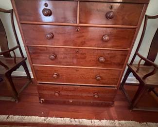 $480. Antique  mahogany dresser with six drawers as found on the bottom.   44 inches wide by 21 inches deep by 52 inches high