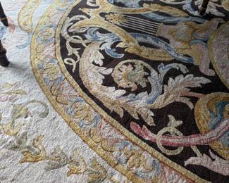 Close-up of the medallion on dining room rug. 