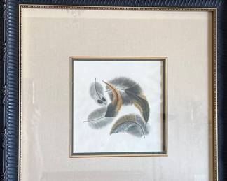 $260. "Feathers". Isabella Robertson hand painted watercolor.  Ca. 1830"s 