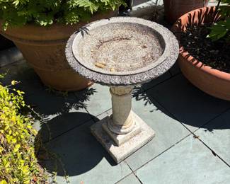 Cement birdbath 16 1/2 inch diameter by 24 inches high