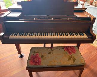$4200.   K. Kawai model number KG – 1C, serial number 74437 baby grand piano with beautiful custom upholstered bench.
