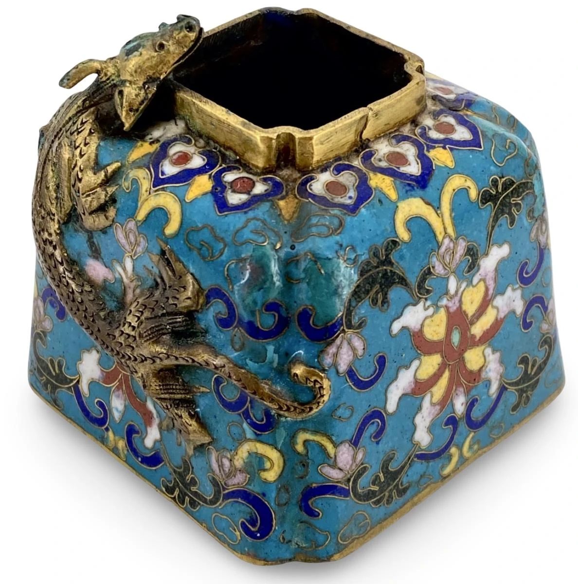 Andtique Enameled Cloisonné Dragon Inkwell
