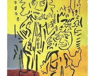 Signed Attributed Jean-Michel Basquiat Mixed Media