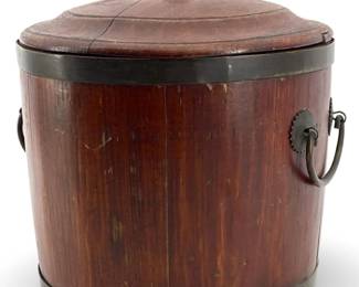 Vintage Chinese Wooden Ice Bucket