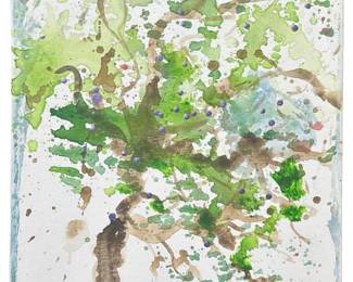 Signed Nadine Leo Abstract Tree Acrylic on Canvas
