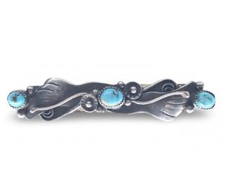 Native American Silver Turquoise Hair Clip
