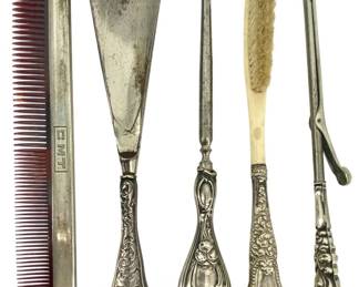 5pc Vintage Sterling Silver Dresser Set