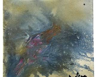 Signed Nadine Leo Abstract Mixed Media on Canvas