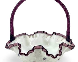 Purple and White Fenton Art Glass Basket
