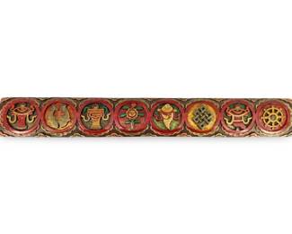 Hand Carved/Painted Wood Ashtamangala Wall Decor