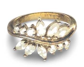 Vintage Sterling Silver Rhinestone Cluster Ring