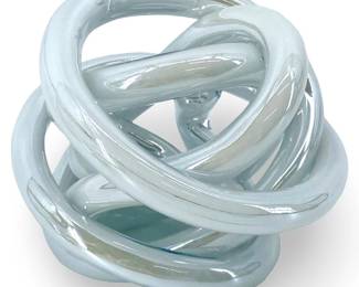 Vintage Handcrafted White Art Glass Knot Sculpture