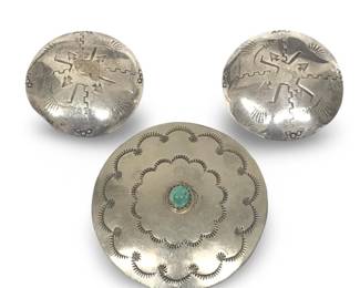 (3) Native American Silver Concho Buttons