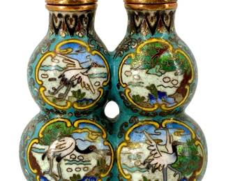Old Cloisonné Brass Double-Vase Gourd Snuff Bottle