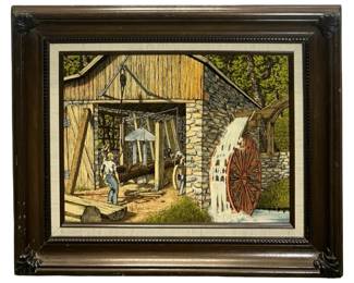 H. Hargrove Waterwheel Barn Canvas Giclee