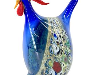 Hand Blown Murano Art Glass Rooster Sculpture