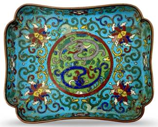 Antique Chinese Enameled Cloisonné Tray