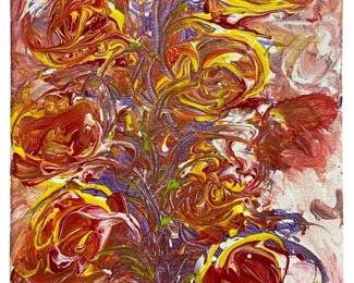 Signed Nadine Leo Acrylic Pour on Canvas