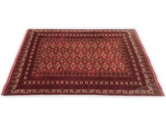 Vintage Hand Knotted Red Afghan Bukhara Rug