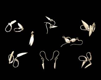 7 Pair Sterling Silver River Pearl Earrings