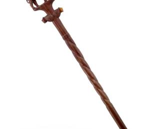 Vintage Hand Carved Wooden Rhino Staff