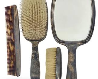 4 Sterling Silver Hairbrush and Mirror Collection