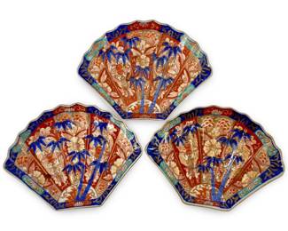 3pc Japanese Imari Porcelain Shell Trays