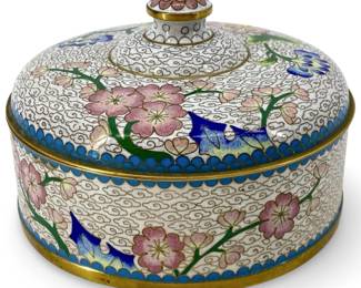 Vintage White Enameled Cloisonné Dresser Box