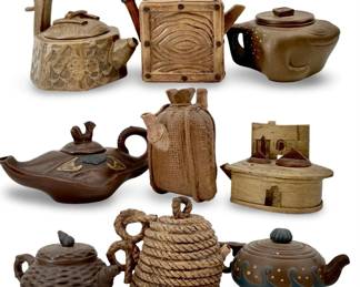9pc Artistic Chinese Ceramic Teapot Collection