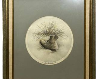 Antique Steve Edwards Boot Colored Etching