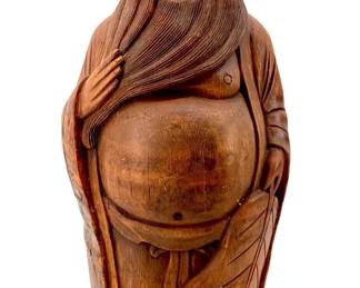 Vintage Chinese Wooden Star God Carving