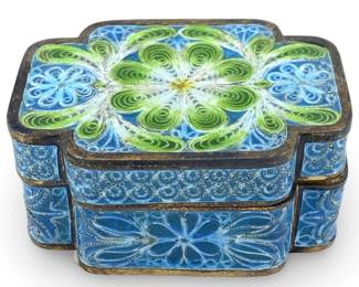 Small Chinese Plique-au-Jour 925 Sterling Box