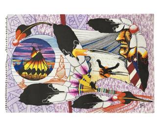 Signed Elmer Yazzie Native American Marker Drawing