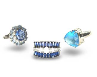 (3) Sterling Silver Tanzanite Gemstone Rings