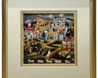 Signed Michal Meron “Tu Be-Shevat" Embossed Litho